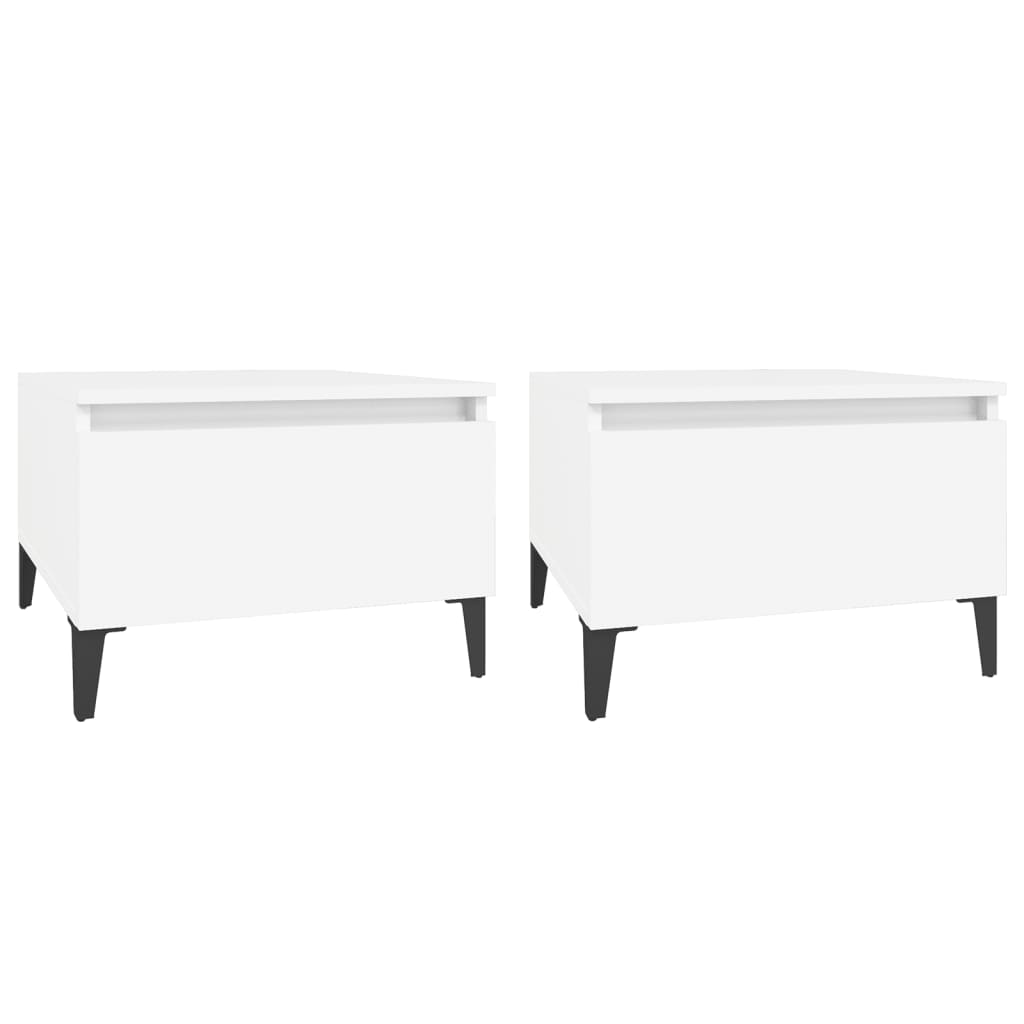 2-Piece White Engineered Wood Side Tables, 50x46x35 cm