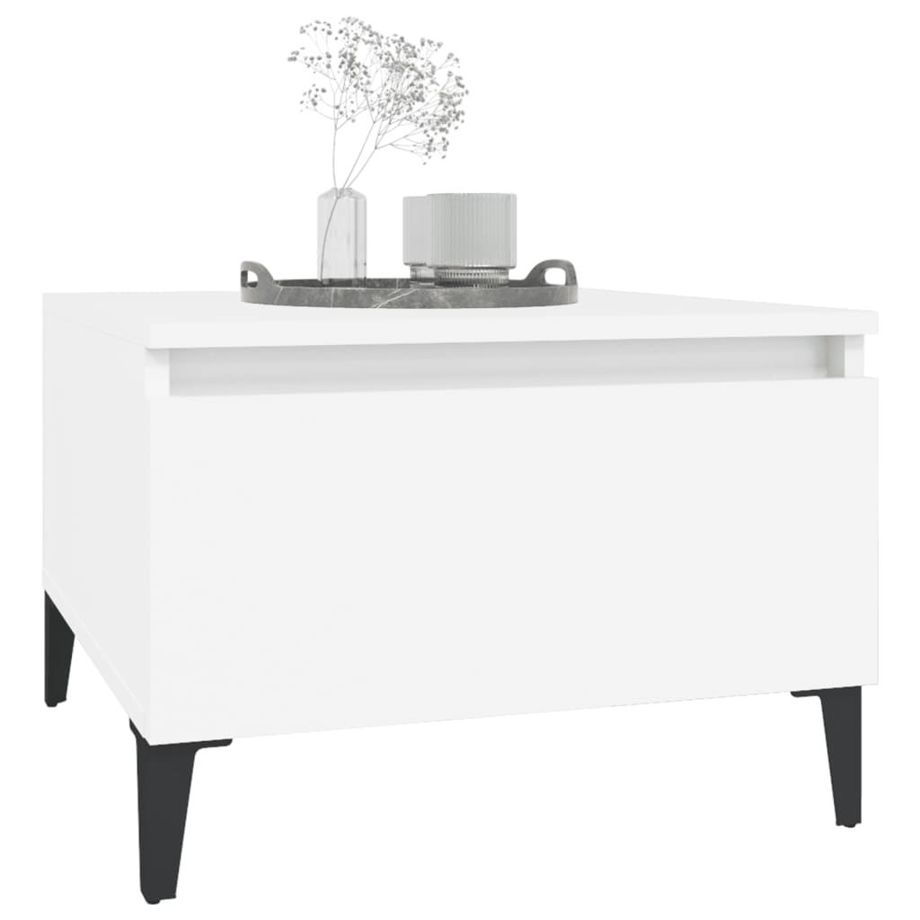 2-Piece White Engineered Wood Side Tables, 50x46x35 cm