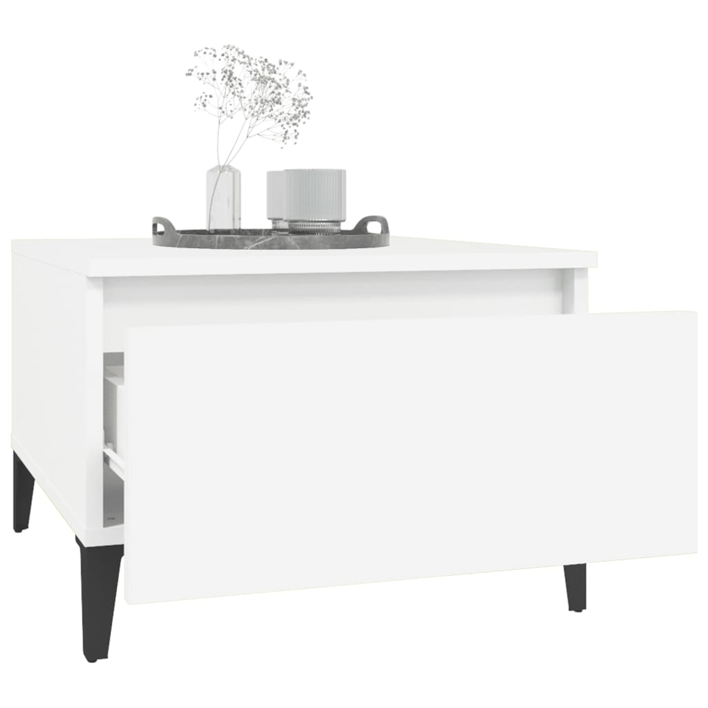 2-Piece White Engineered Wood Side Tables, 50x46x35 cm