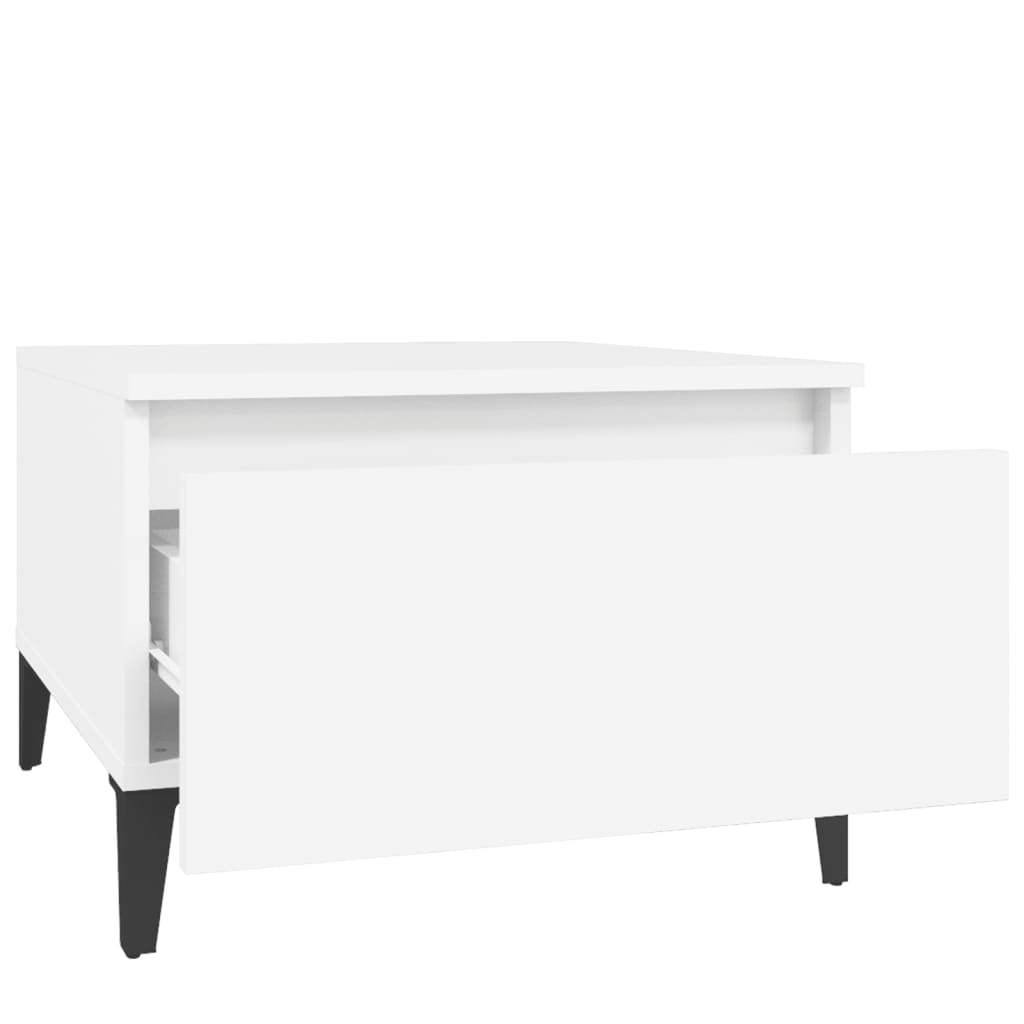 2-Piece White Engineered Wood Side Tables, 50x46x35 cm