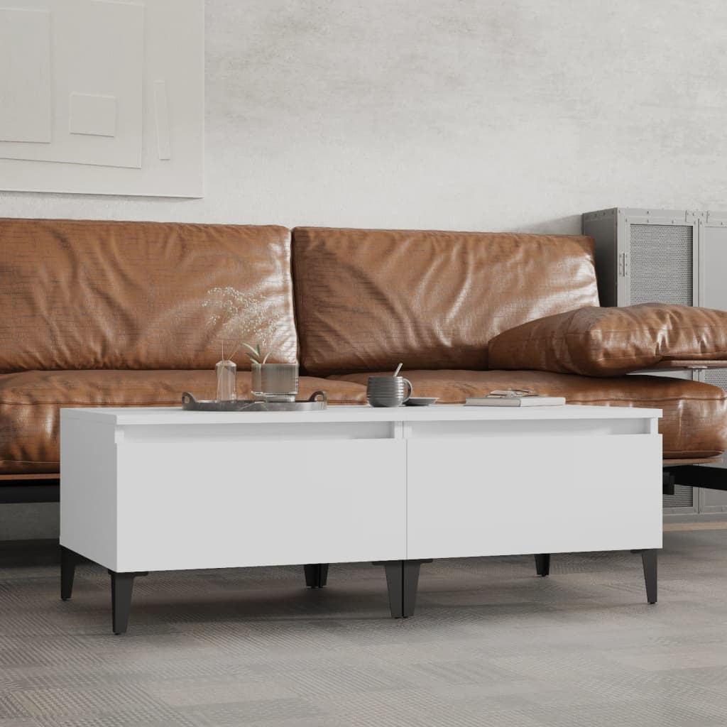 2-Piece White Engineered Wood Side Tables, 50x46x35 cm