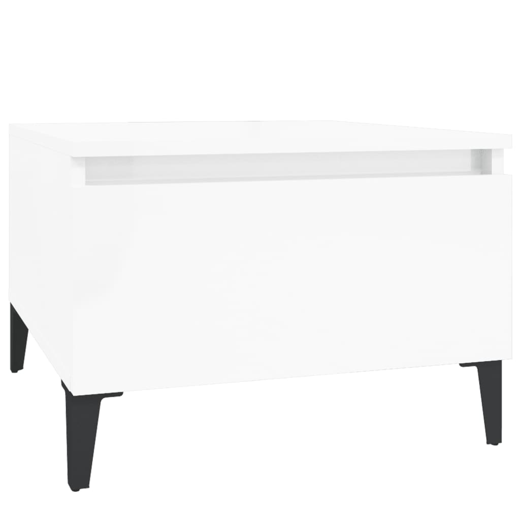 High Gloss White Side Table - 50x46x35 cm, Engineered Wood