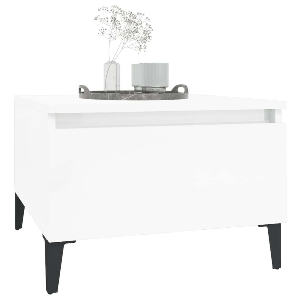 High Gloss White Side Table - 50x46x35 cm, Engineered Wood