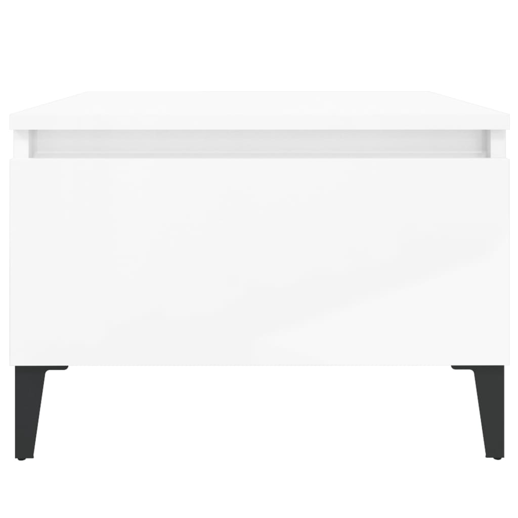 High Gloss White Side Table - 50x46x35 cm, Engineered Wood