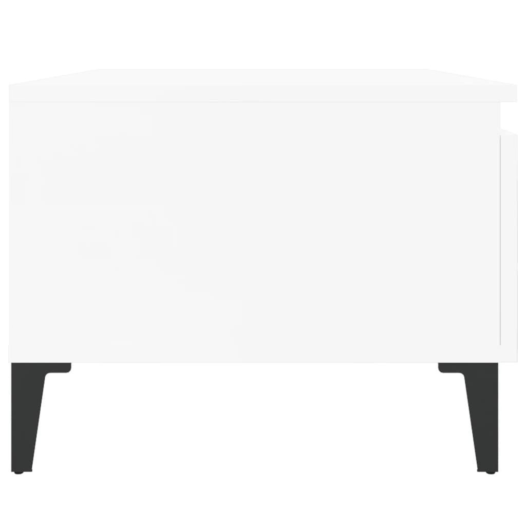 High Gloss White Side Table - 50x46x35 cm, Engineered Wood