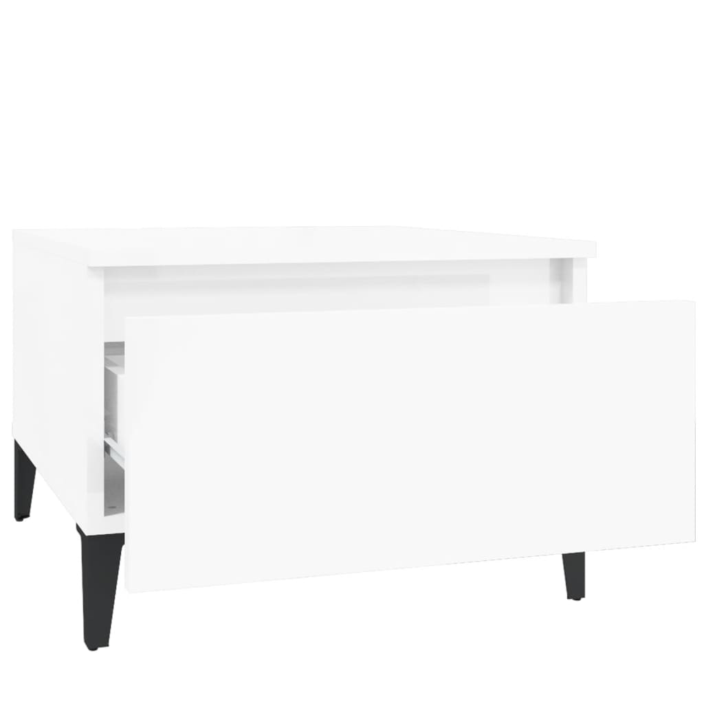 Set of 2 High Gloss White Side Tables - 50x46x35 cm Engineered Wood