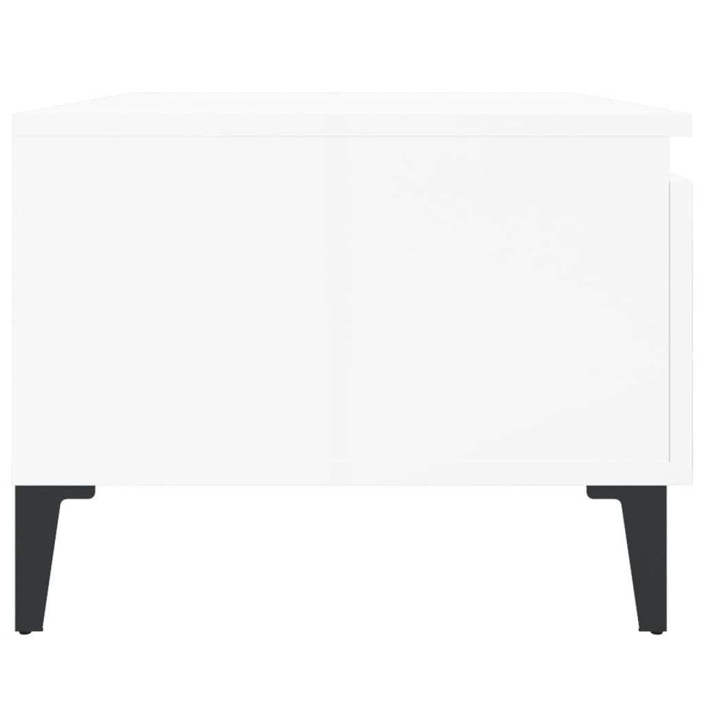 Set of 2 High Gloss White Side Tables - 50x46x35 cm Engineered Wood