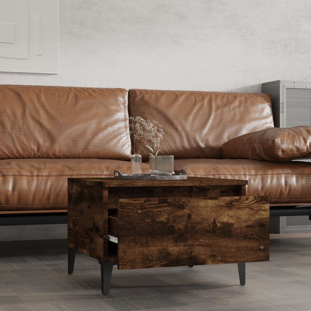 Smoked Oak Side Table - Engineered Wood, 50x46x35 cm