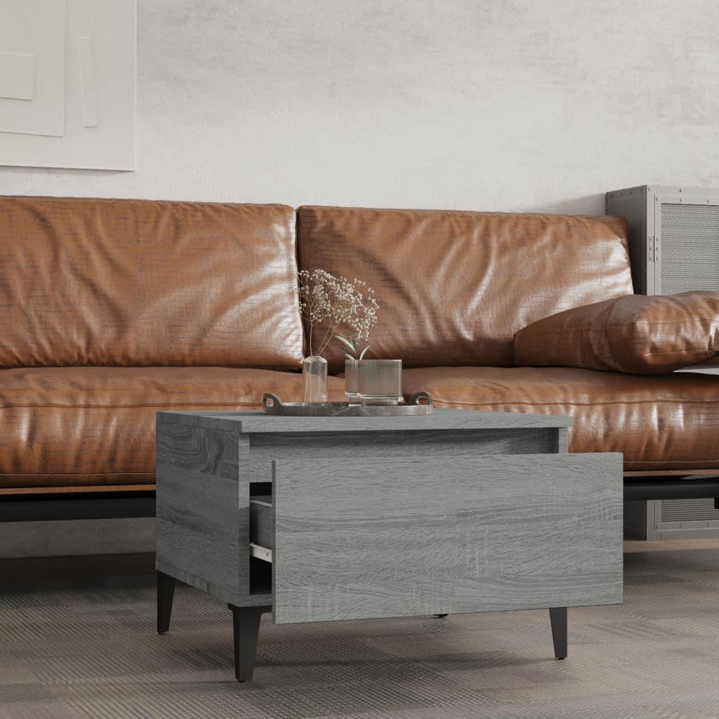 Set of 2 Grey Sonoma Side Tables - Engineered Wood, 50x46x35 cm