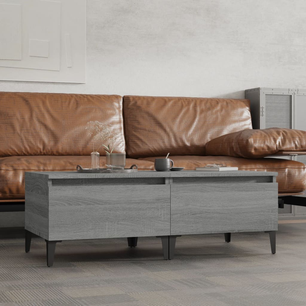 Set of 2 Grey Sonoma Side Tables - Engineered Wood, 50x46x35 cm