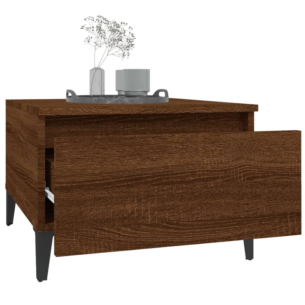 Brown Oak Side Tables 2-Pack - Engineered Wood, 50x46x35cm