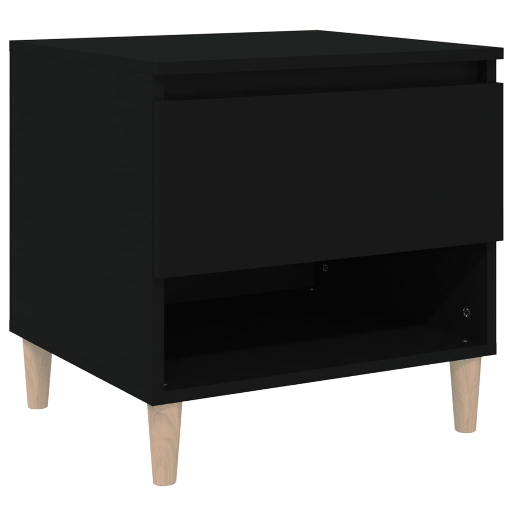 Black Engineered Wood Bedside Table, 50x46x50cm | Modern Design