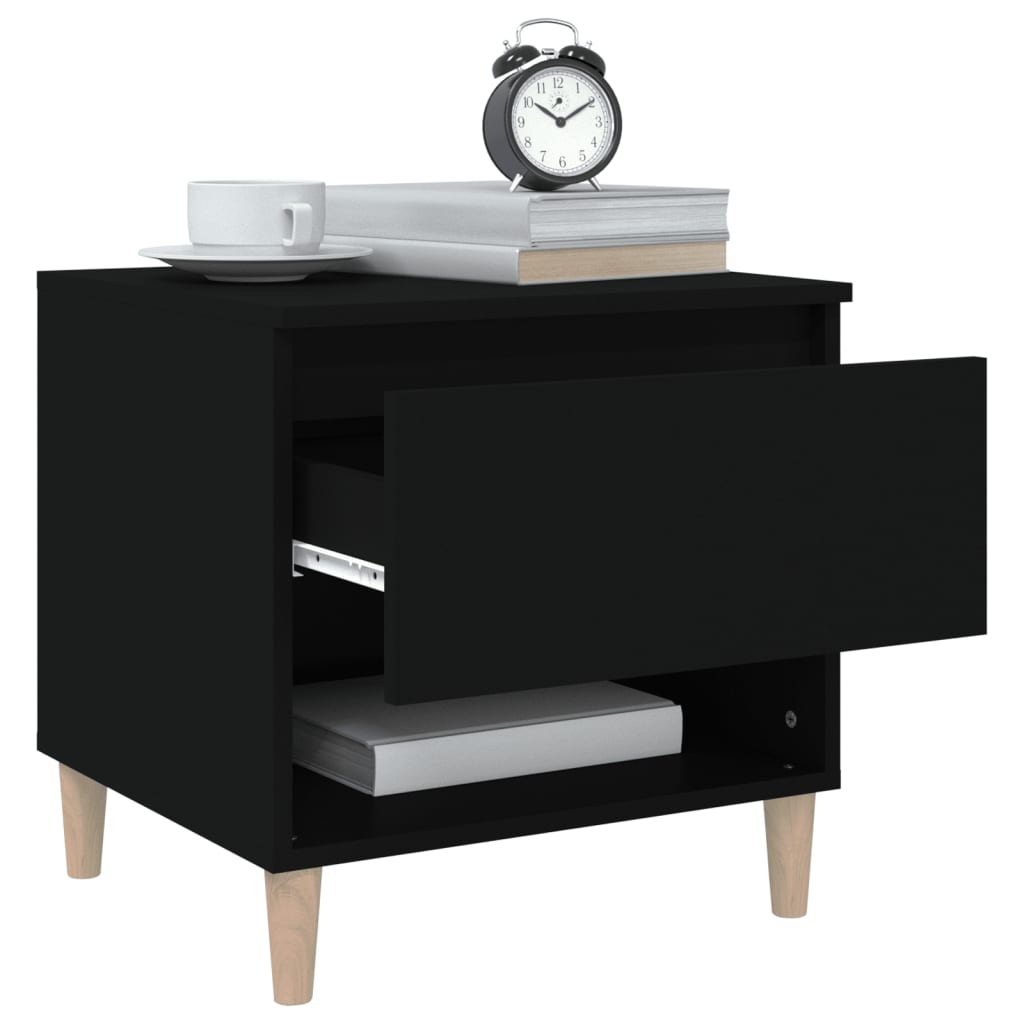 Set of 2 Black Bedside Tables, Engineered Wood, 50x46x50 cm