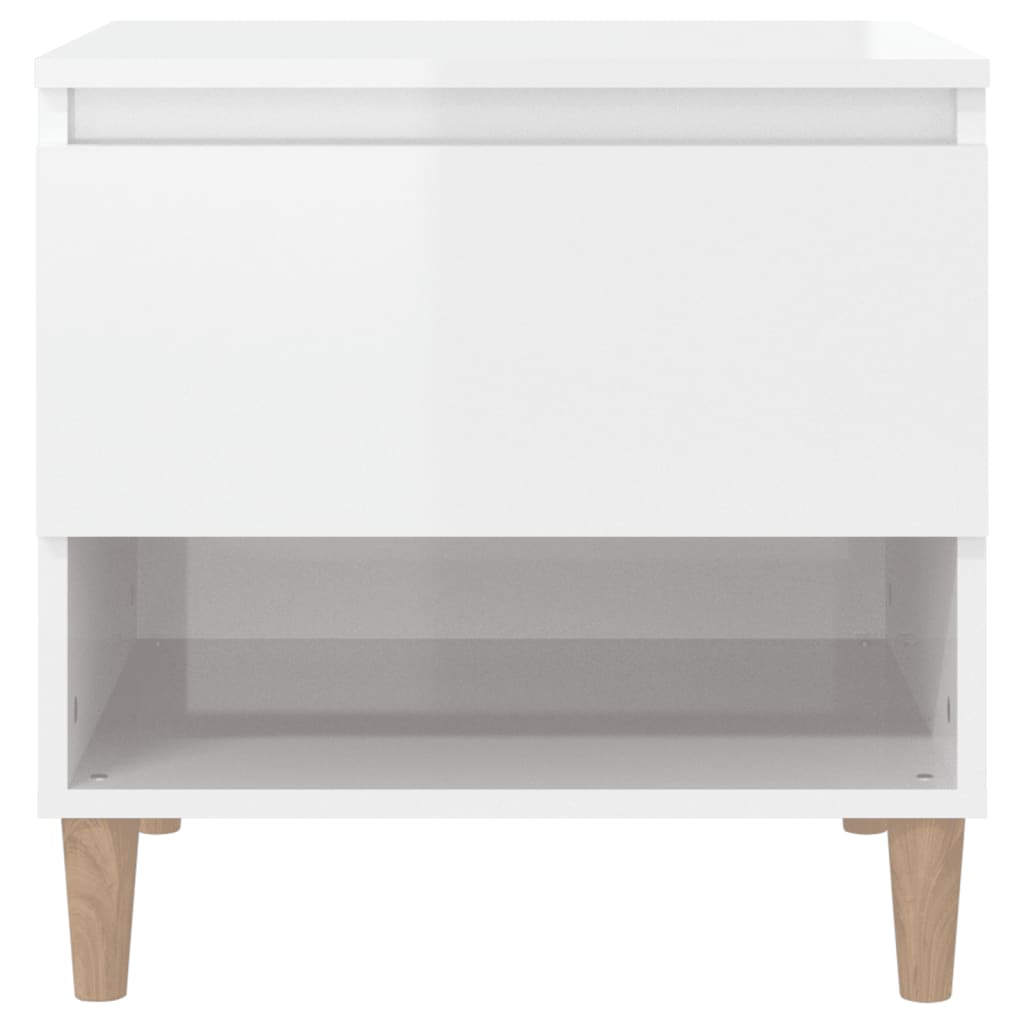 High Gloss White Bedside Tables Set of 2 - Engineered Wood, 50x46x50