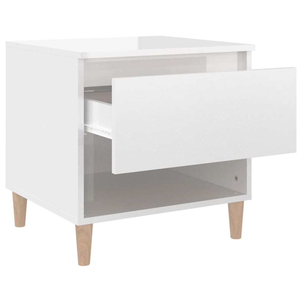 High Gloss White Bedside Tables Set of 2 - Engineered Wood, 50x46x50