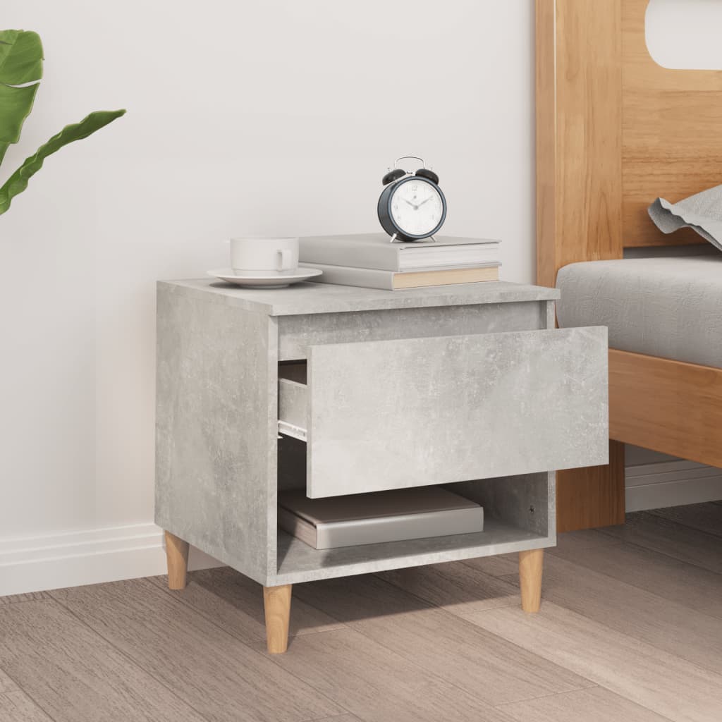 Modern Concrete Grey Bedside Table, 50x46x50cm Engineered Wood