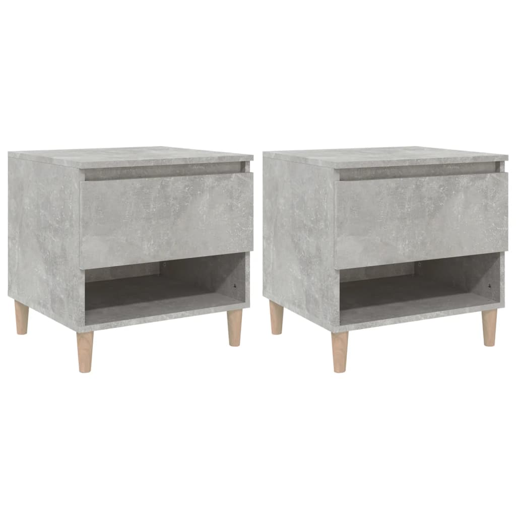 Concrete Grey Bedside Tables Set of 2 - Engineered Wood, 50x46x50 cm
