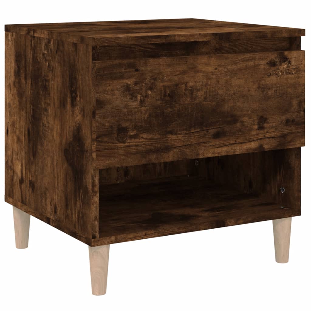 Smoked Oak Bedside Table - 50x46x50 Engineered Wood