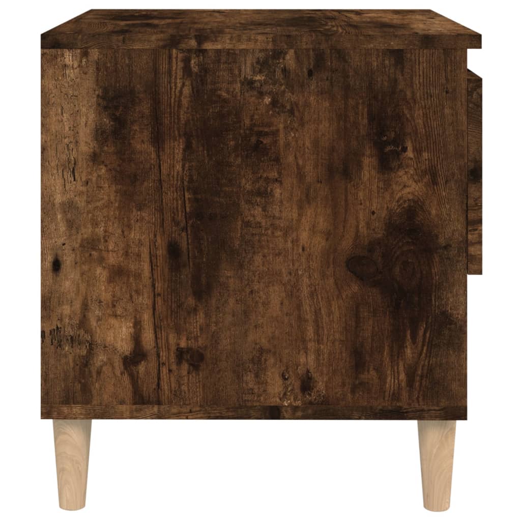 Smoked Oak Bedside Table - 50x46x50 Engineered Wood