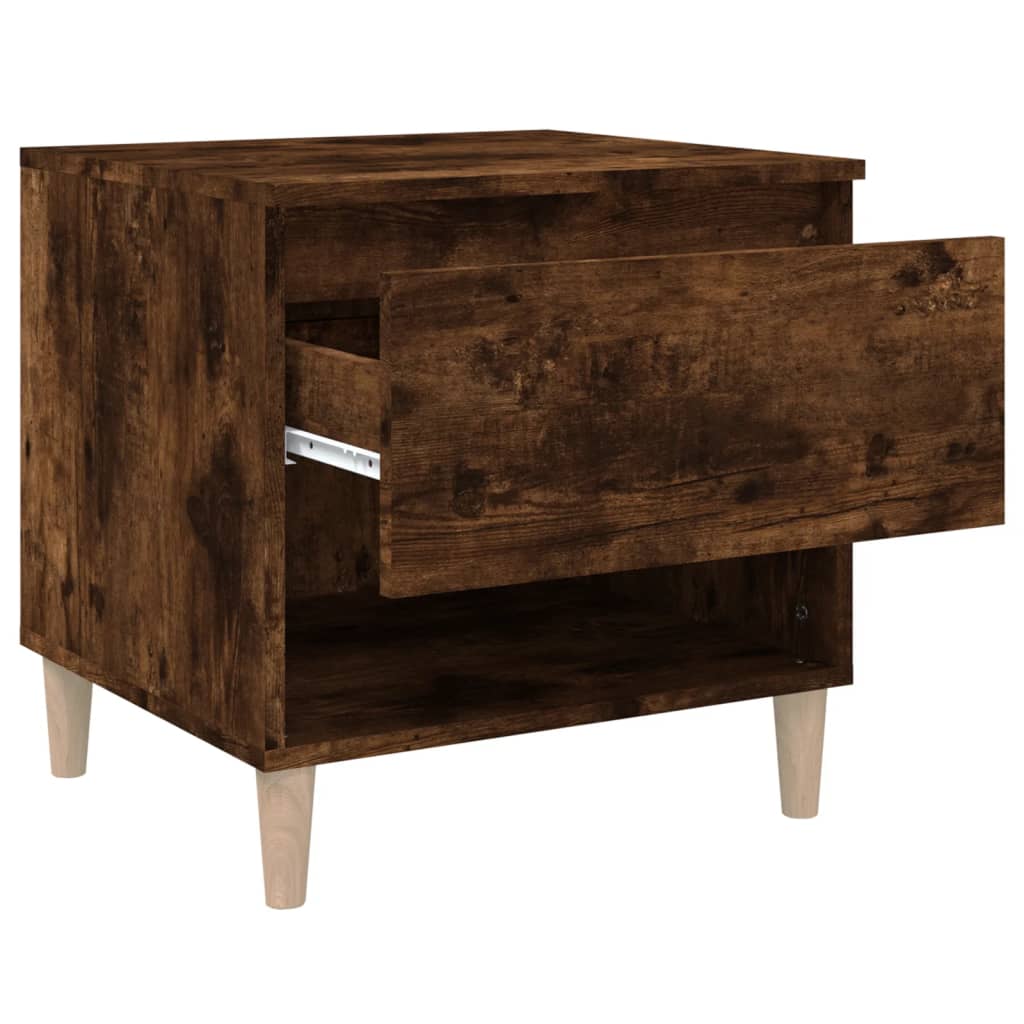 Smoked Oak Bedside Table - 50x46x50 Engineered Wood