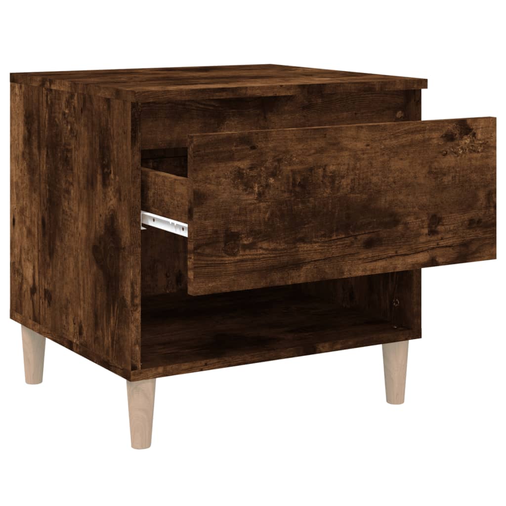 Smoked Oak Bedside Tables Set of 2 - 50x46x50 Engineered Wood