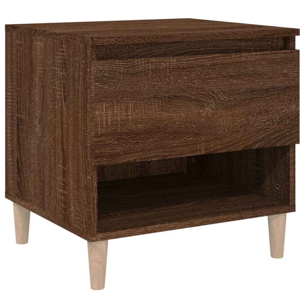 Brown Oak Bedside Table 50x46x50 - Modern Engineered Wood Design