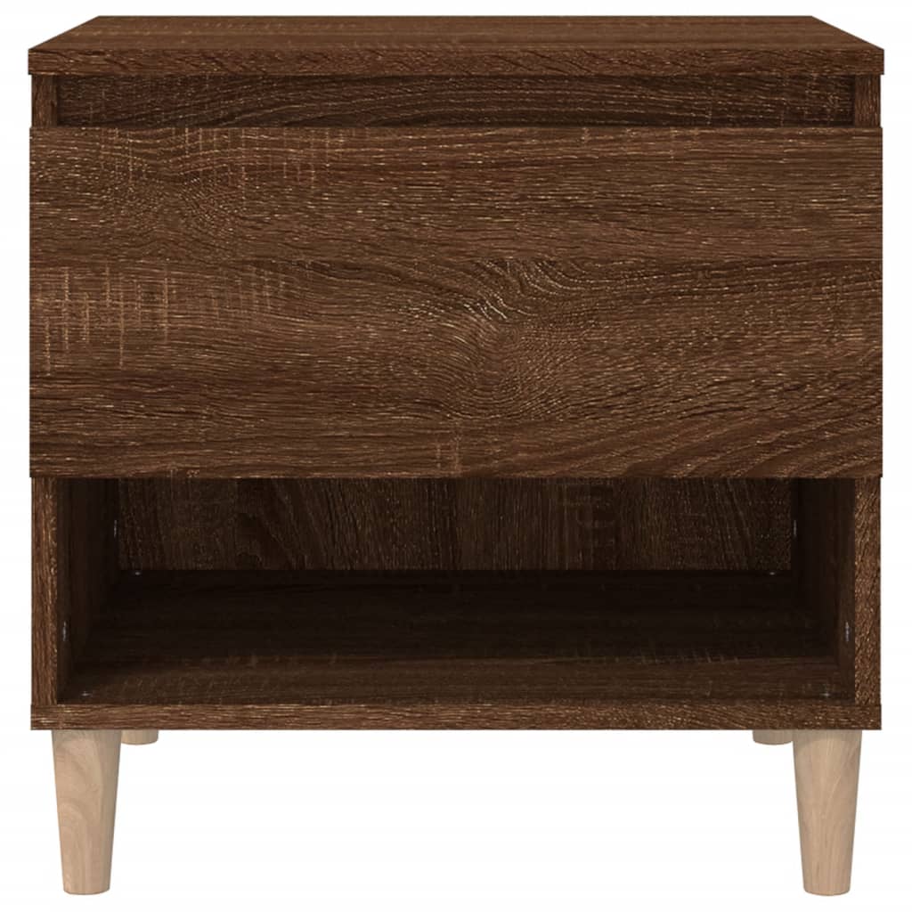 Brown Oak Bedside Table 50x46x50 - Modern Engineered Wood Design