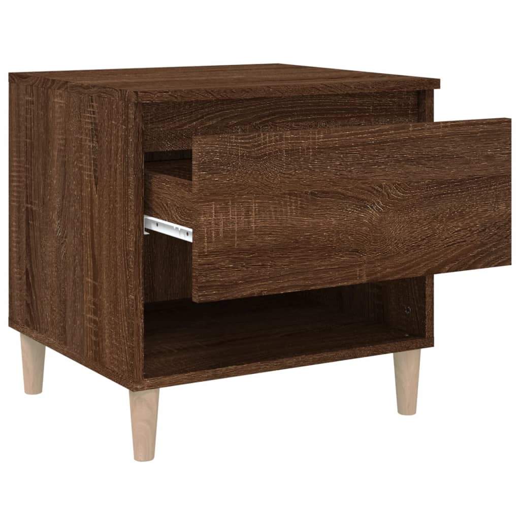Brown Oak Bedside Table 50x46x50 - Modern Engineered Wood Design