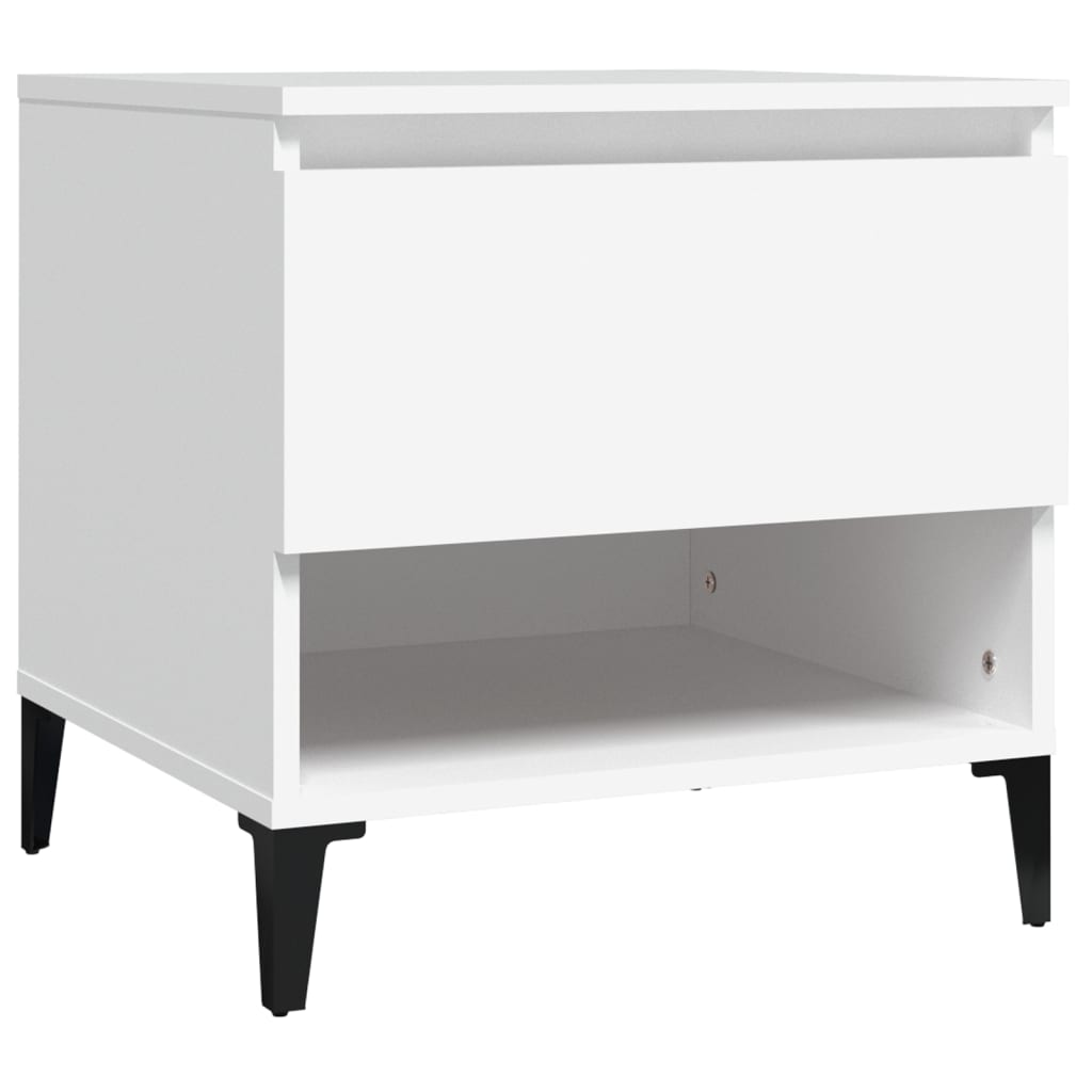 White Engineered Wood Side Table - 50x46x50 cm