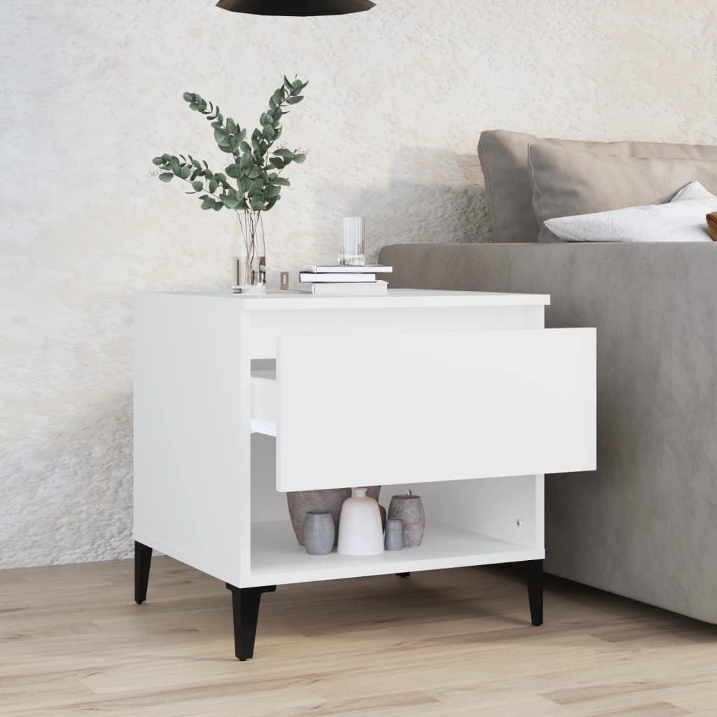 White Engineered Wood Side Table - 50x46x50 cm