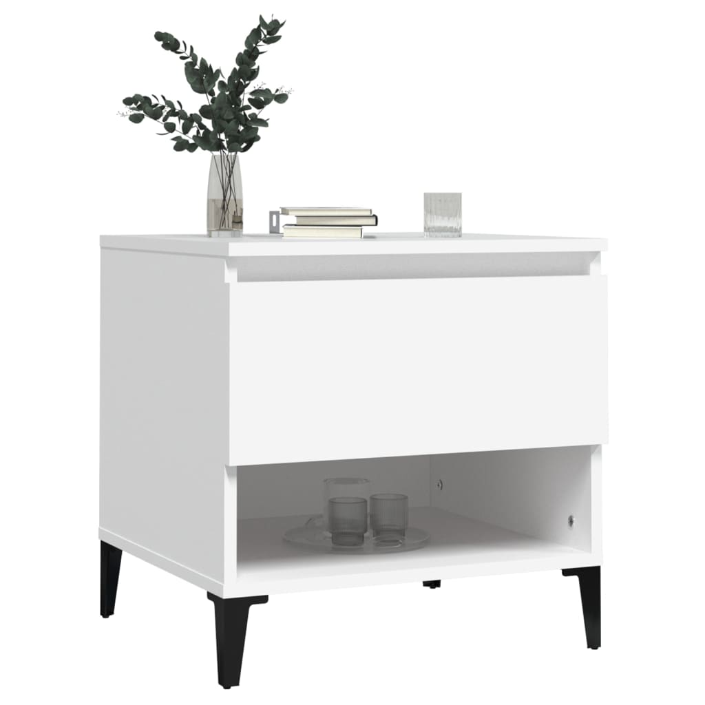 White Engineered Wood Side Table - 50x46x50 cm