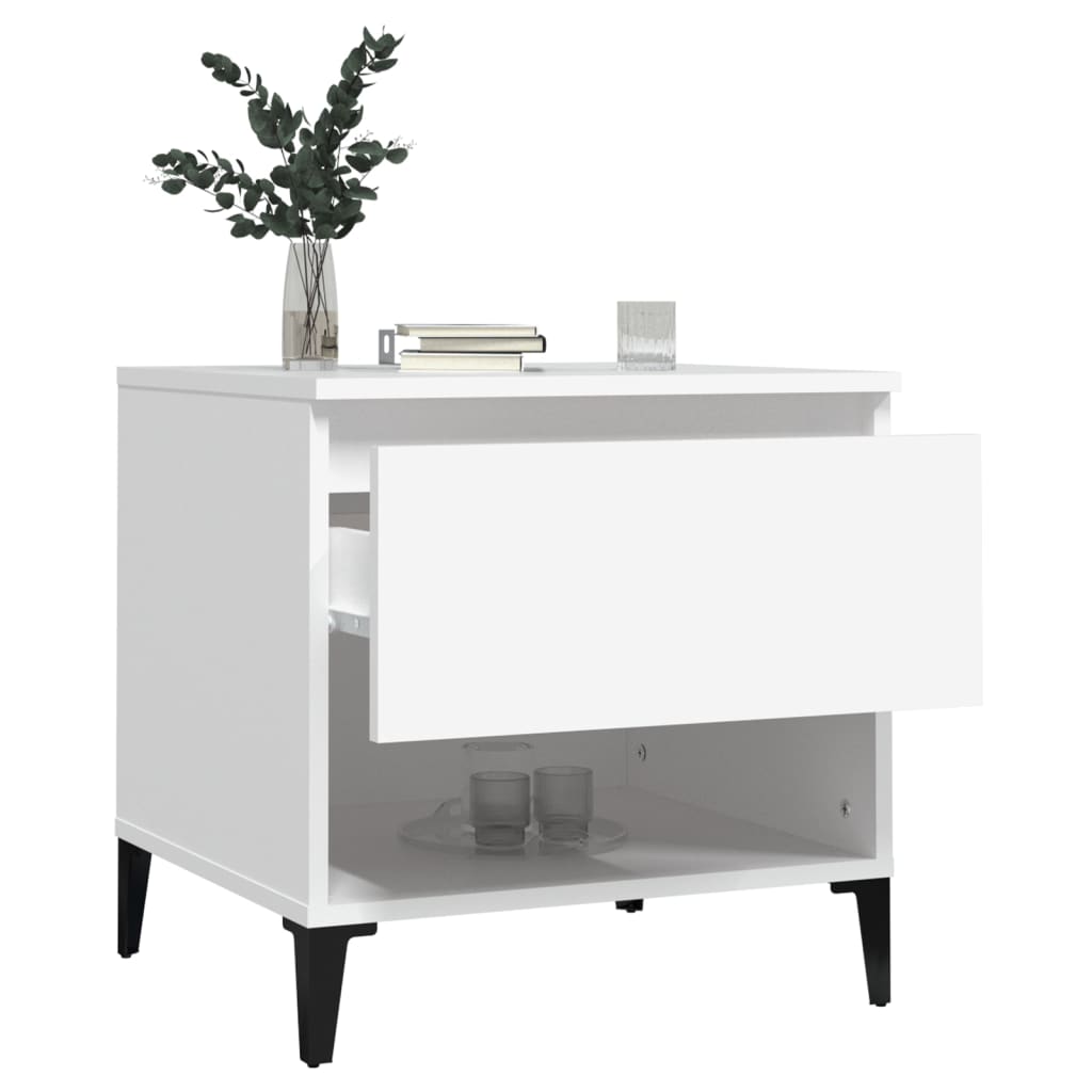 White Engineered Wood Side Table - 50x46x50 cm
