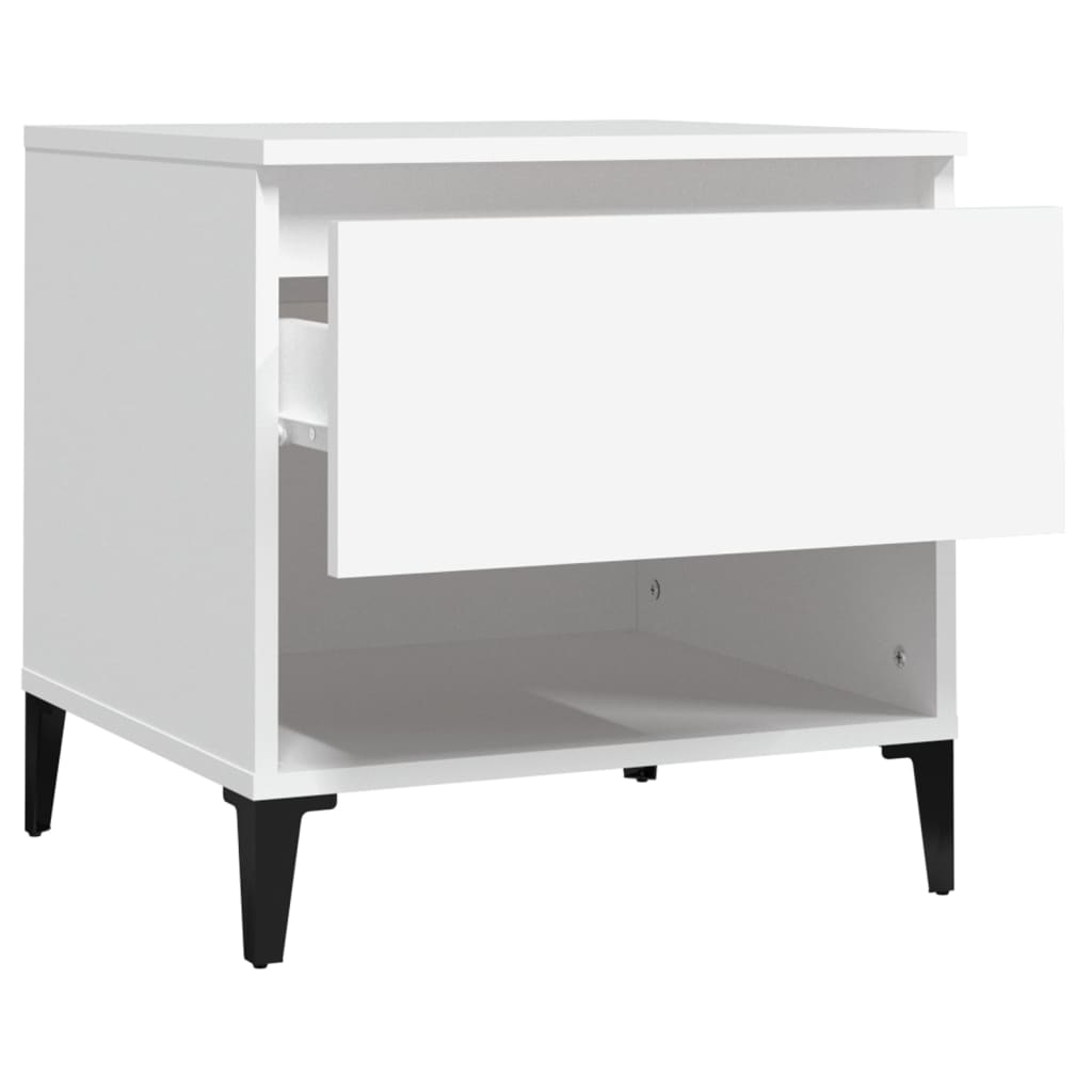 White Engineered Wood Side Table - 50x46x50 cm