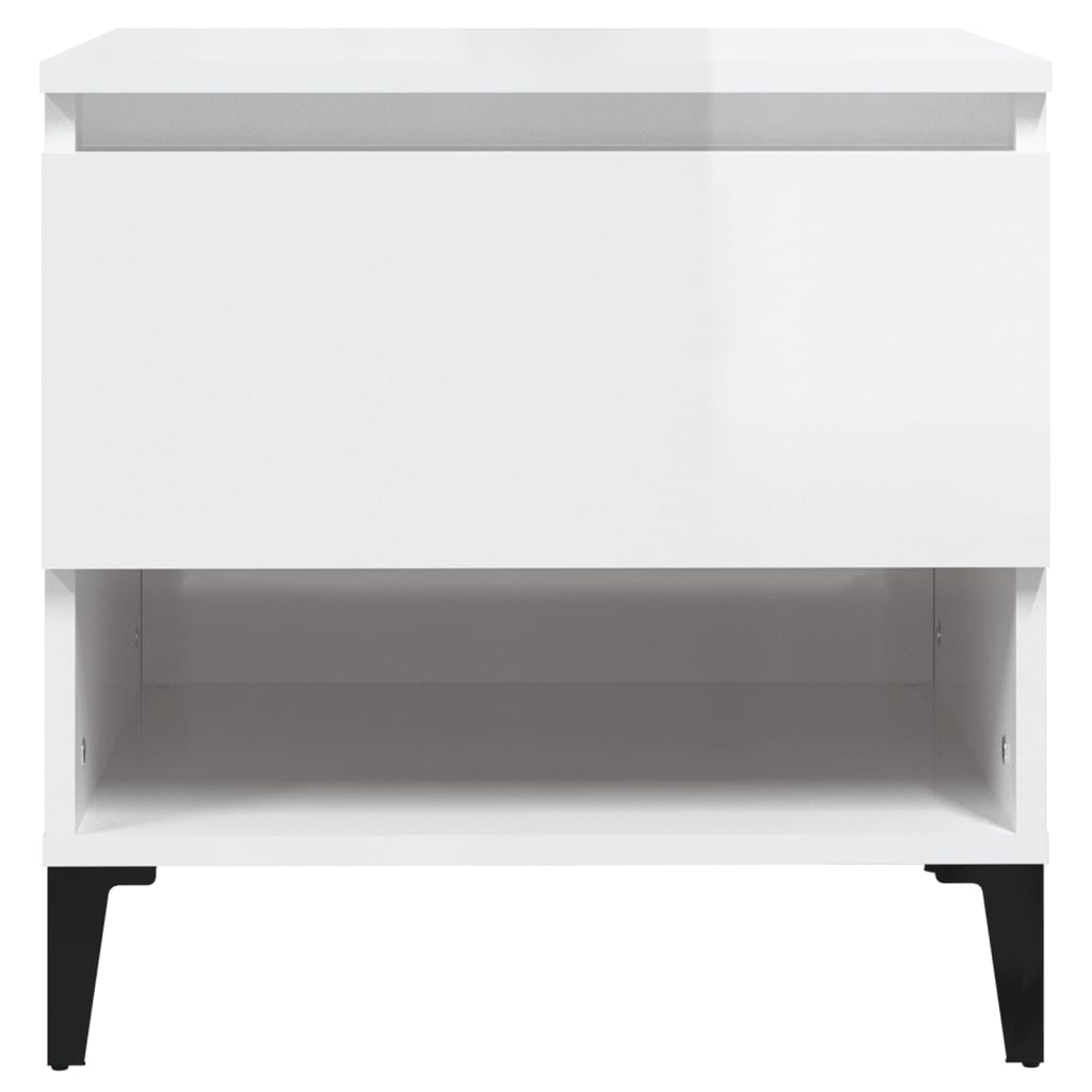 High Gloss White Side Table - Engineered Wood, 50x46x50 cm