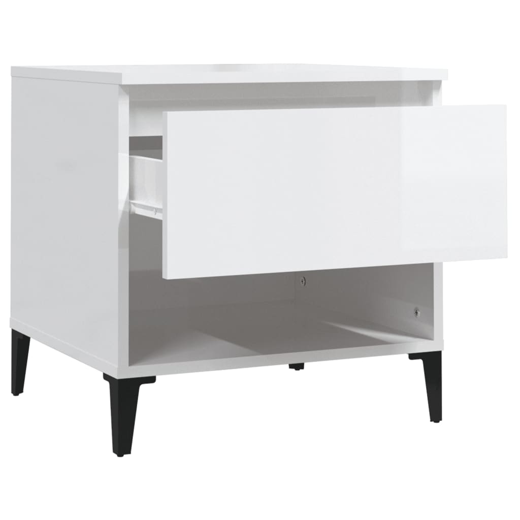High Gloss White Side Table - Engineered Wood, 50x46x50 cm