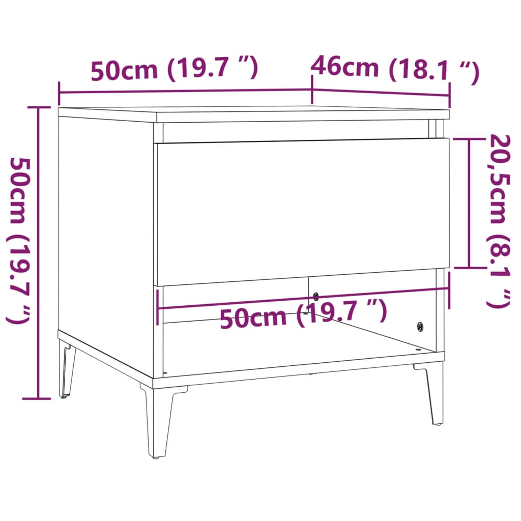 High Gloss White Side Table - Engineered Wood, 50x46x50 cm