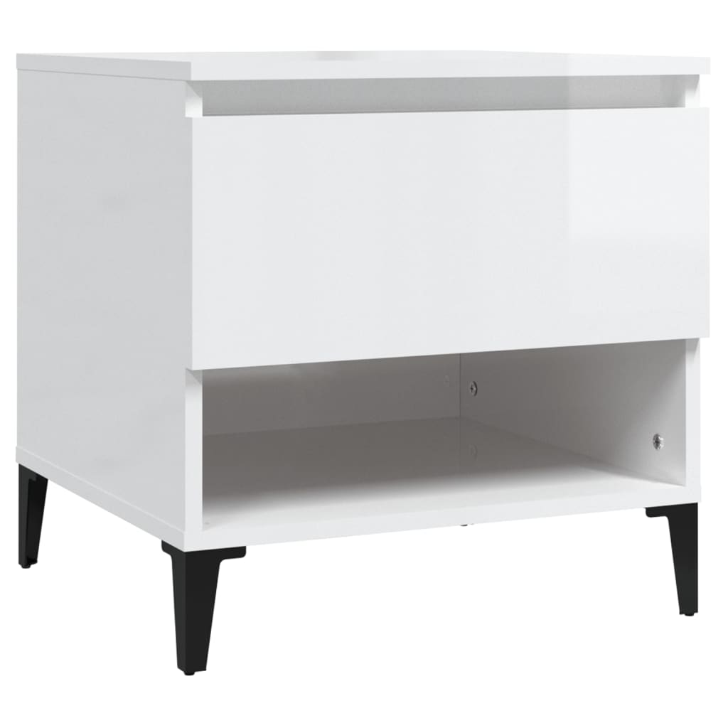 Set of 2 High Gloss White Side Tables, 50x46x50 cm Engineered Wood