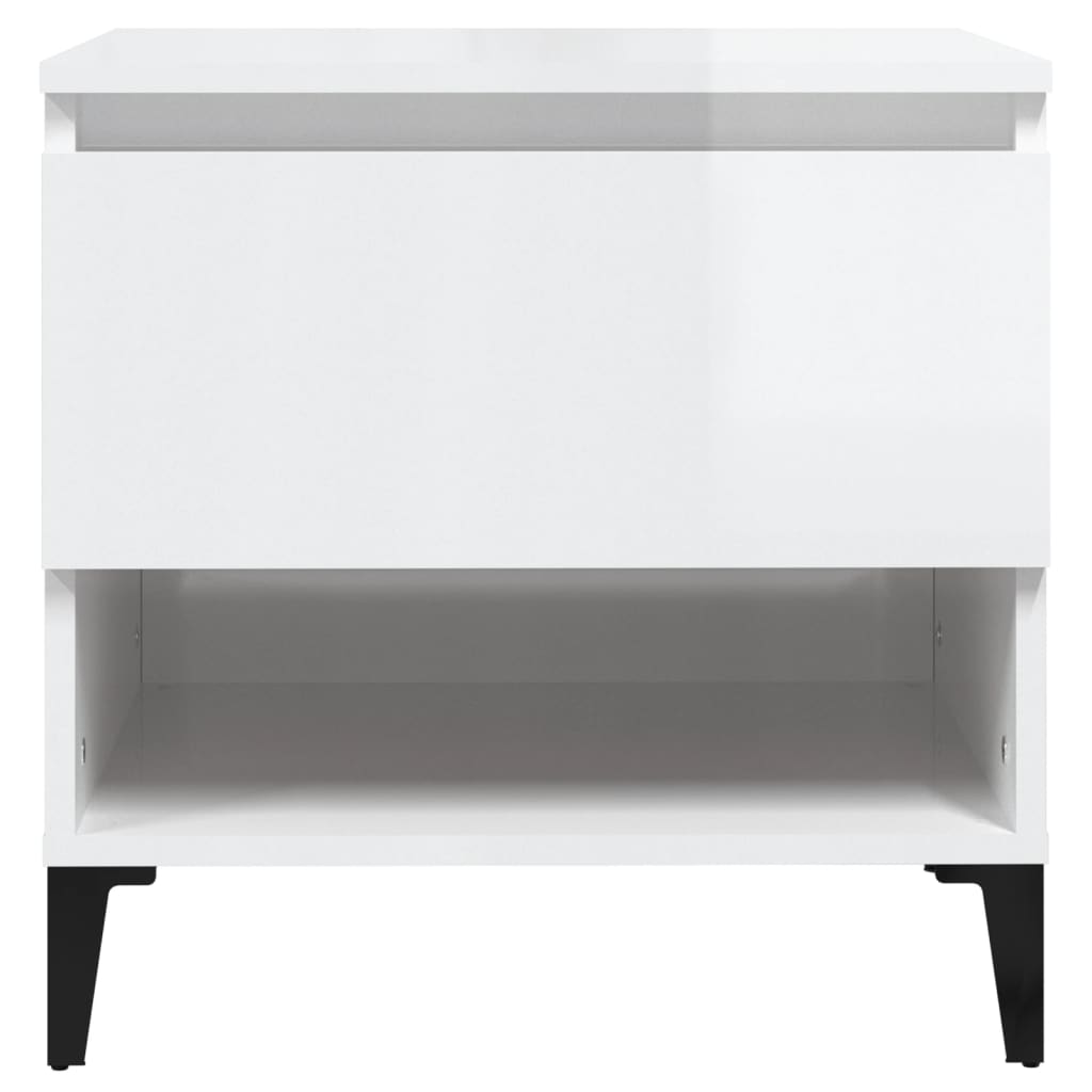 Set of 2 High Gloss White Side Tables, 50x46x50 cm Engineered Wood