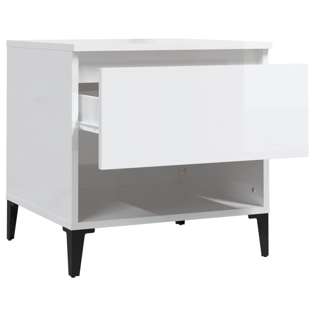 Set of 2 High Gloss White Side Tables, 50x46x50 cm Engineered Wood