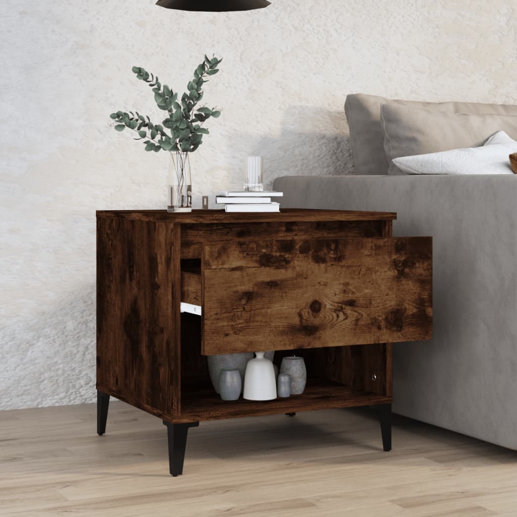 Smoked Oak Side Table - Engineered Wood, 50x46x50 cm
