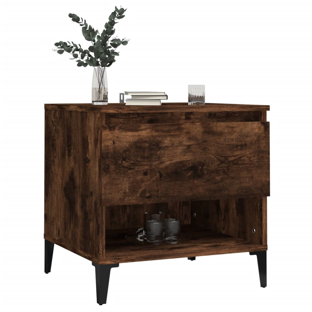 Smoked Oak Side Table - Engineered Wood, 50x46x50 cm