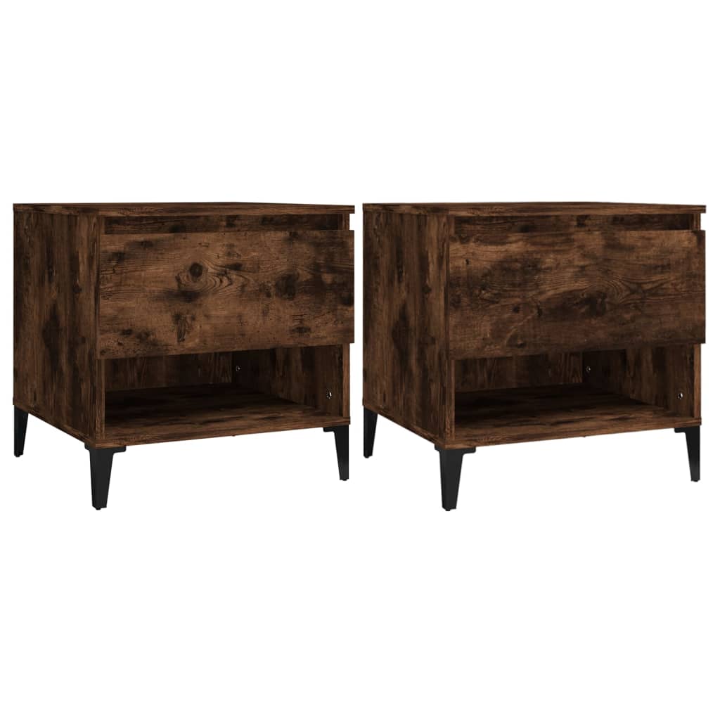 Set of 2 Smoked Oak Side Tables - 50x46x50 cm Engineered Wood