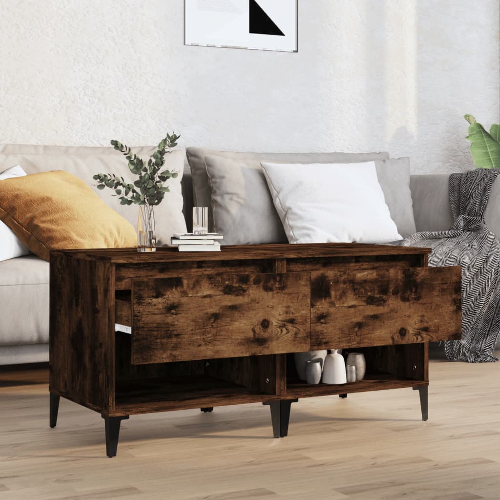 Set of 2 Smoked Oak Side Tables - 50x46x50 cm Engineered Wood