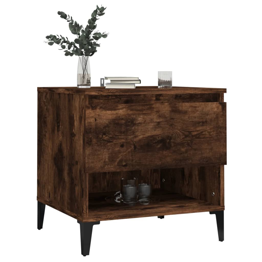 Set of 2 Smoked Oak Side Tables - 50x46x50 cm Engineered Wood