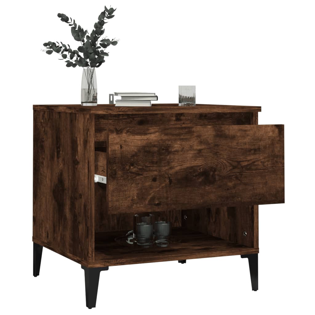 Set of 2 Smoked Oak Side Tables - 50x46x50 cm Engineered Wood