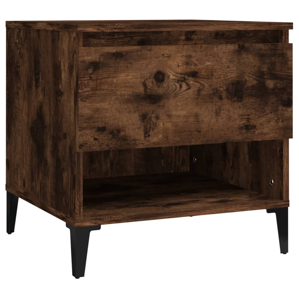 Set of 2 Smoked Oak Side Tables - 50x46x50 cm Engineered Wood