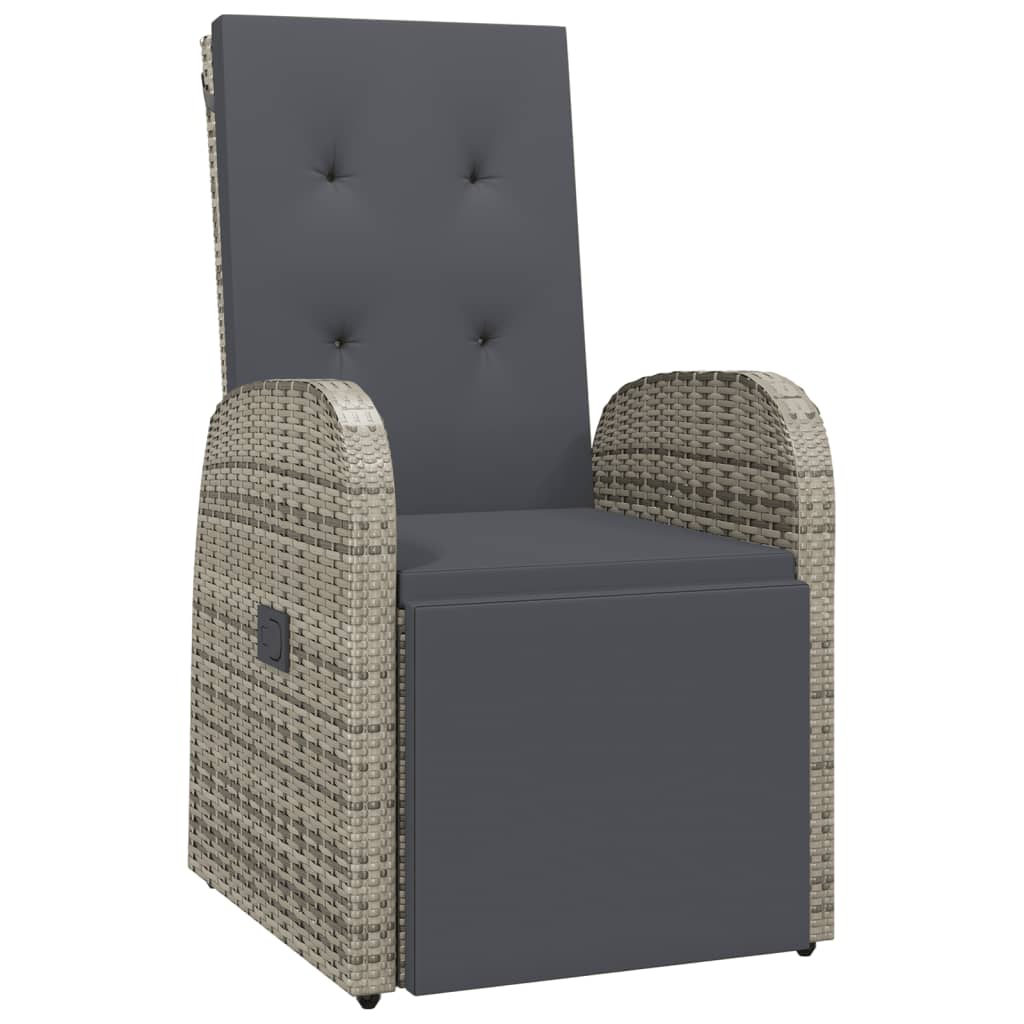 Grey Poly Rattan Reclining Garden Chair with Cushions