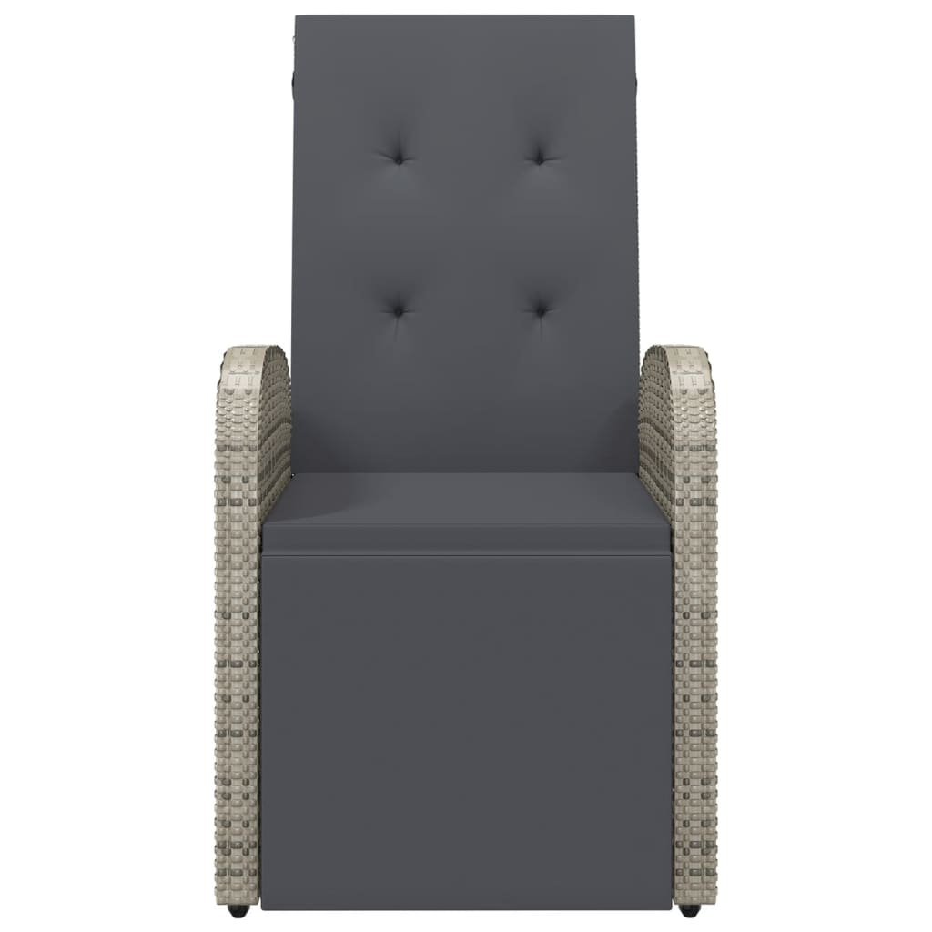 Grey Poly Rattan Reclining Garden Chair with Cushions
