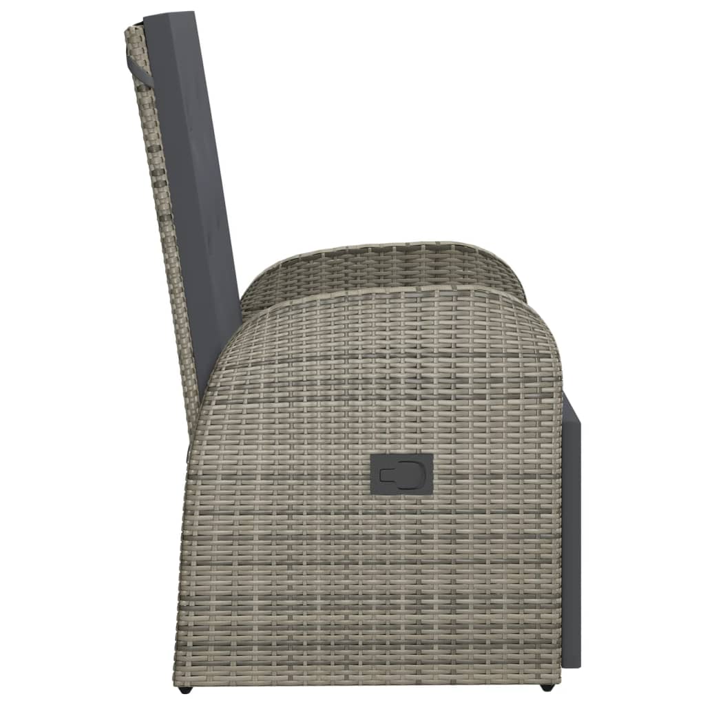 Grey Poly Rattan Reclining Garden Chair with Cushions