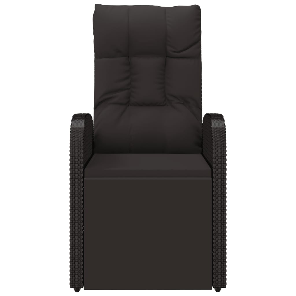Black Poly Rattan Reclining Garden Chair with Cushions